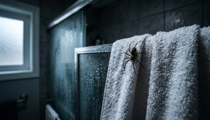 Spider_on_towel_in_shower_202607141925-e1784067962330.jpeg